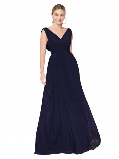 Cheapest Sleeveless Soft Chiffon A-Line Long High Neck Wedding Guest Dress UK