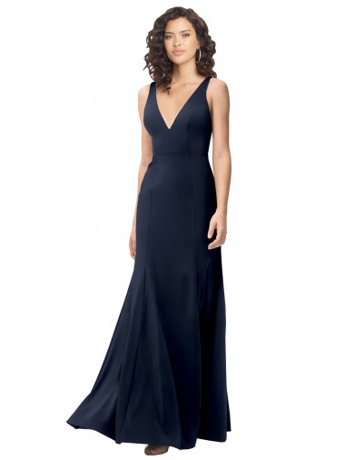 Cheapest Sleeveless Stretch Crepe A-Line Long High Neck Evening Dress UK