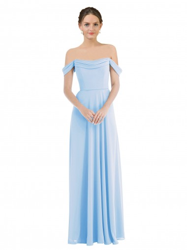 Cheapest Sleeveless Soft Chiffon A-Line Long Off the Shoulder Maxi Evening Dress UK