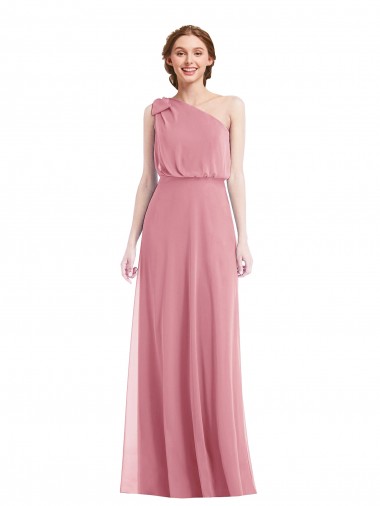 Cheapest Sleeveless Soft Chiffon A-Line Long One Shoulder Maxi Evening Gown UK