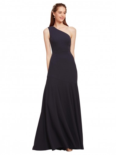 Cheapest Sleeveless Stretch Crepe A-Line Long One Shoulder Evening Dresses UK