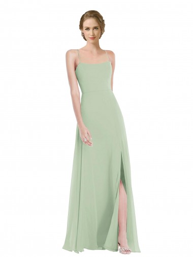 Cheapest Sleeveless Soft Chiffon A-Line Long Scoop Neck Maxi Evening Dress UK