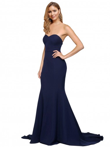Cheapest Sleeveless Stretch Crepe A-Line Sweep Train Sweetheart Evening Dress UK
