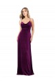 Cheapest Sleeveless Stretch Velvet A-Line Long Open Back V-Neck Evening Dress UK