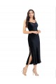 Cheapest Sleeveless Stretch Velvet Column Midi Length Cowl Neck Evening Dress UK