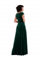 Cheapest Cap Sleeves Stretch Velvet A-Line Long Cowl Neck Maxi Evening Dress UK