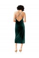 Cheapest Sleeveless Stretch Velvet Sheath Midi Length Cowl Neck Evening Dress UK