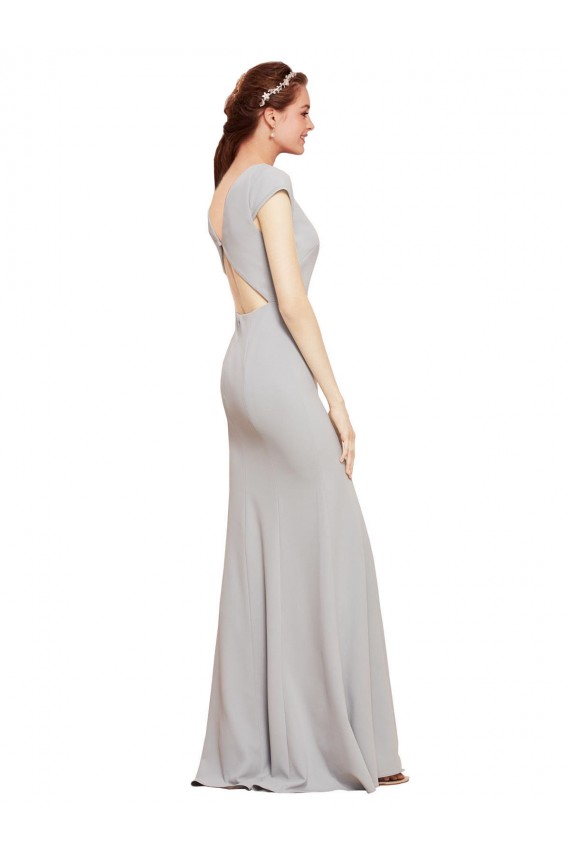 Cheapest Sleeveless Stretch Crepe A-Line Long Boat Neck Sexy Evening Dress UK