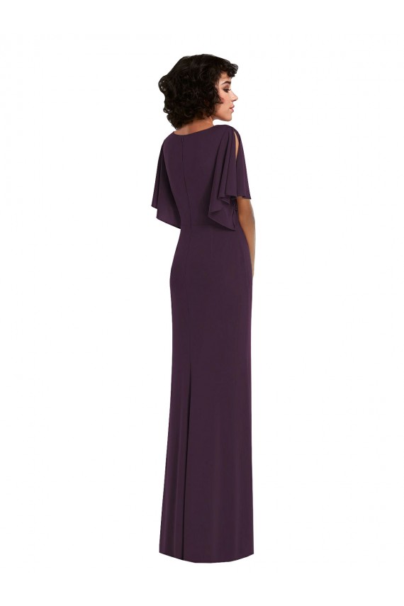 Cheapest Split Sleeves Spandex Sheath Long V-Neck Maxi Evening Dress UK