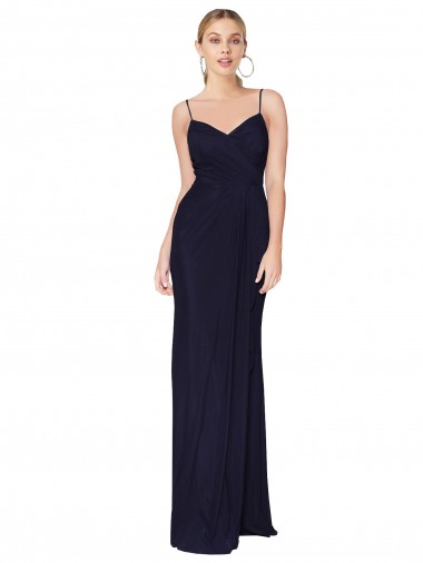 Cheapest Sleeveless Soft Chiffon Mermaid Long High Neck Dark Navy Evening Dress UK