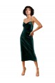 Cheapest Sleeveless Stretch Velvet Sheath Midi Length Cowl Neck Evening Dress UK